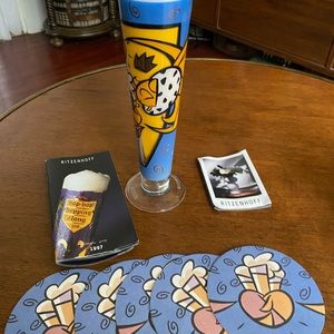 Ritzenhoff Bier Glass Deisgner Auge 1996 with matching coasters